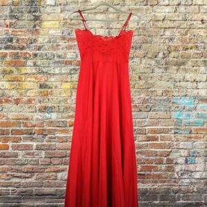 RARE! Lily of France small full length chemise dress lingerie red vintage